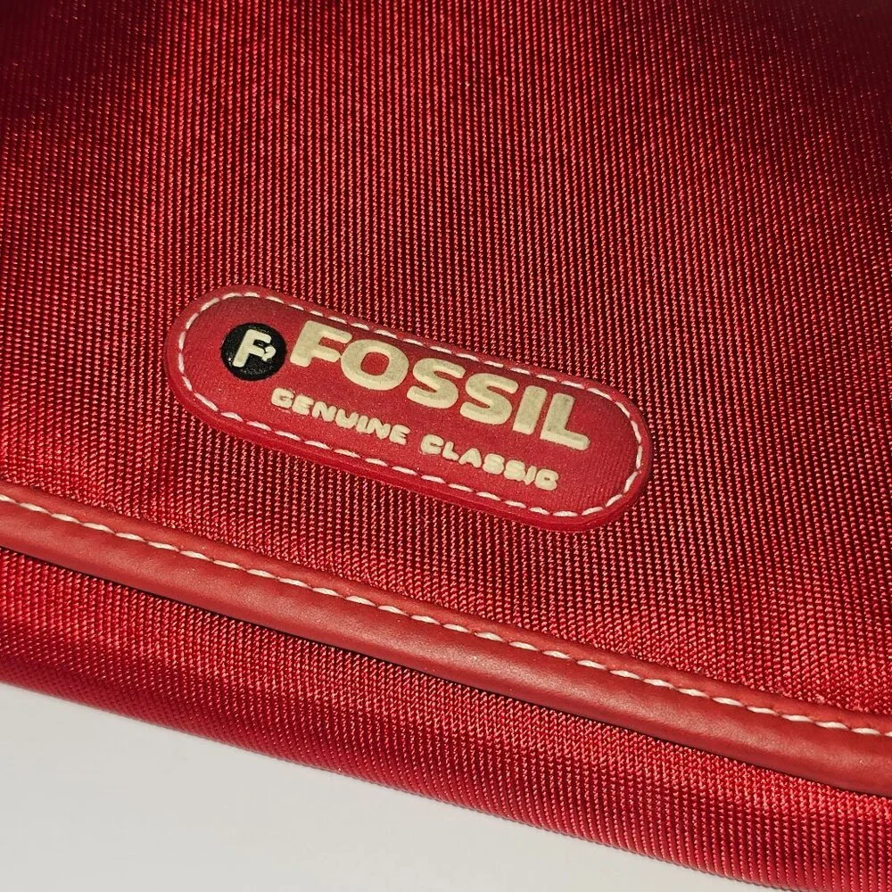 Vintage 90's Fossil F2 Genuine Classic Non-Leather Red Nylon Snap Front Wallet